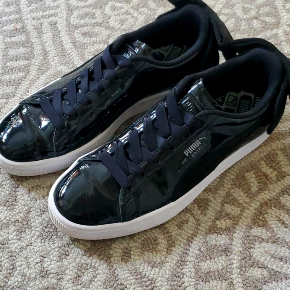 Puma women's black patent bow sneakers